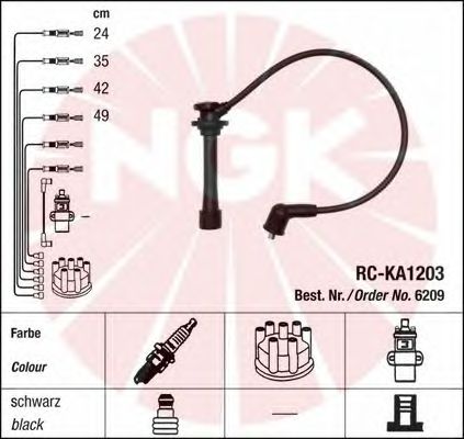 Комплект високовольтних проводів NGK 6209