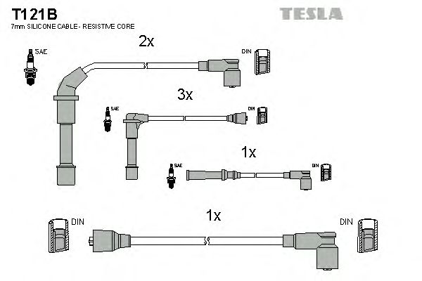 Комплект высоковольтных проводов TESLA T121B
