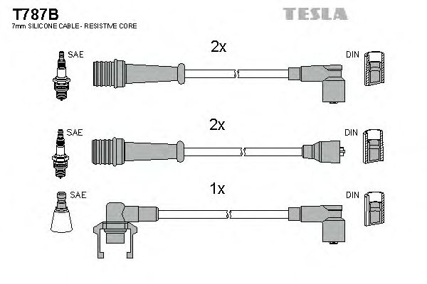 Комплект высоковольтных проводов TESLA T787B