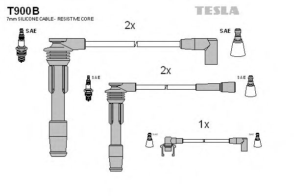 Комплект высоковольтных проводов TESLA T900B