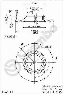 Тормозной диск BREMBO 08.5026.20
