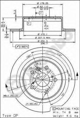 Тормозной диск BREMBO 08.7018.10