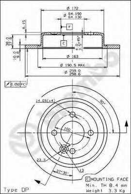 Тормозной диск BREMBO 08.9163.11