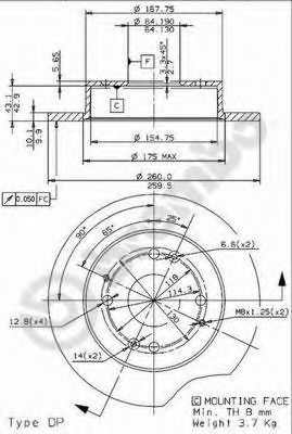 Тормозной диск BREMBO 08.9603.10