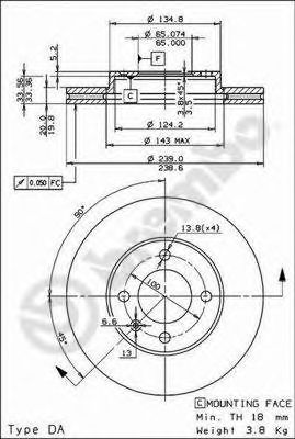 Тормозной диск BREMBO 09.4765.14