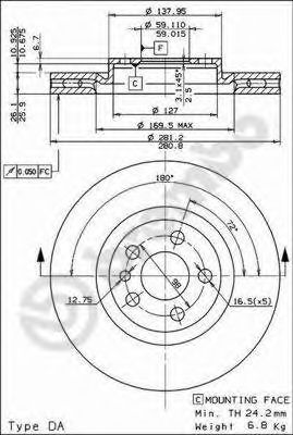 Тормозной диск BREMBO 09.5180.24