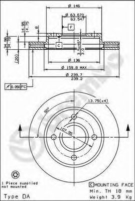 Тормозной диск BREMBO 09.6727.34