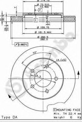 Тормозной диск BREMBO 09.7367.14