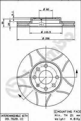 Гальмівний диск BREMBO 09.7628.75