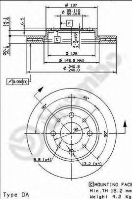 Тормозной диск BREMBO 09.8616.10