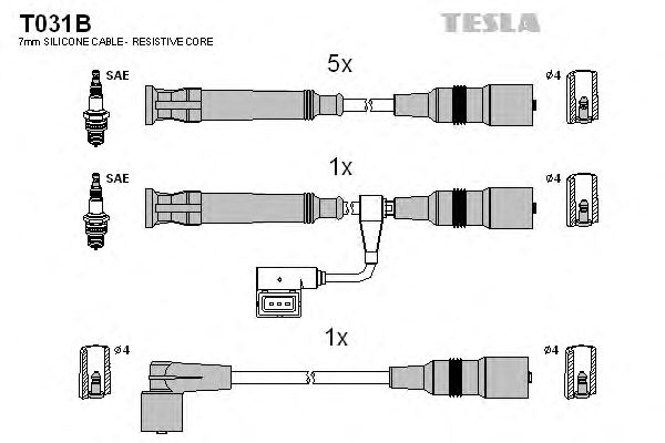Комплект высоковольтных проводов TESLA T031B