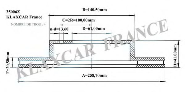 Тормозной диск KLAXCAR FRANCE 25006z