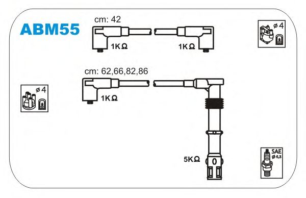 Комплект високовольтних проводів JANMOR ABM55