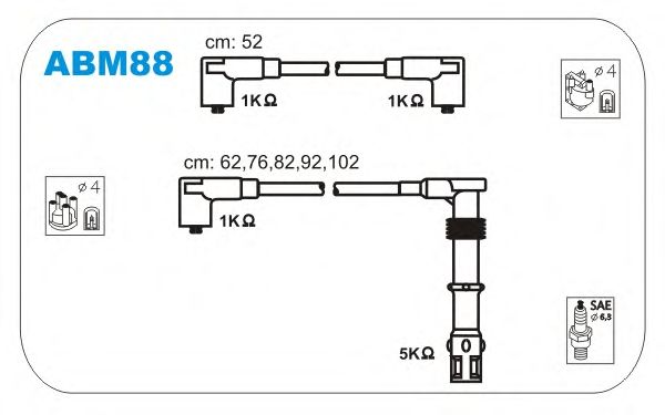 Комплект высоковольтных проводов JANMOR ABM88