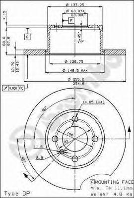 Тормозной диск BREMBO 08.3288.20