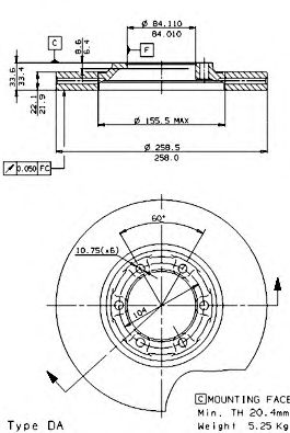 Тормозной диск BREMBO 09.5125.10