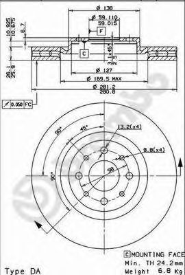 Тормозной диск BREMBO 09.5180.31