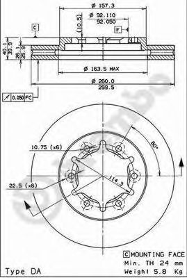 Тормозной диск BREMBO 09.8066.14
