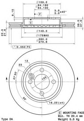 Гальмівний диск BREMBO 09.A761.10
