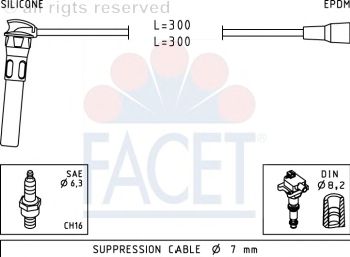 Комплект высоковольтных проводов FACET 4.9889