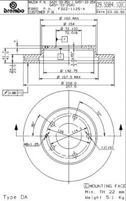 Тормозной диск BREMBO 09.5584.11