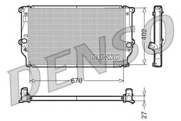 Радіатор, охолодження двигуна DENSO DRM50025