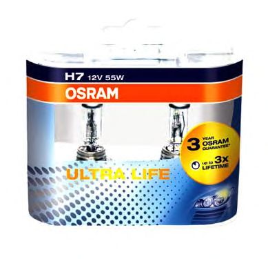 Лампа накаливания OSRAM 64210ULT-HCB OSRAM ULTRA LIFE (фара дальнего света, основная фара, противотуманная фара, фара с авт. системой стабилизации, фара дневного освещения)