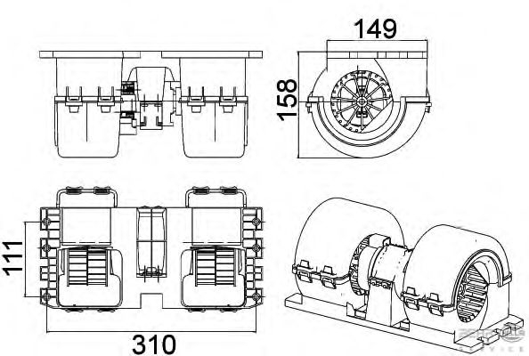Вентилятор салона HELLA 8EW 351 043-091