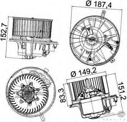 Вентилятор салона HELLA 8EW 351 043-221
