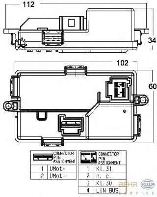 Регулятор, вентилятор салону HELLA 5HL 351 321-671