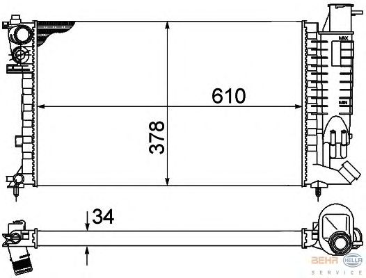 Радиатор, охлаждение двигателя HELLA 8MK 376 707-021