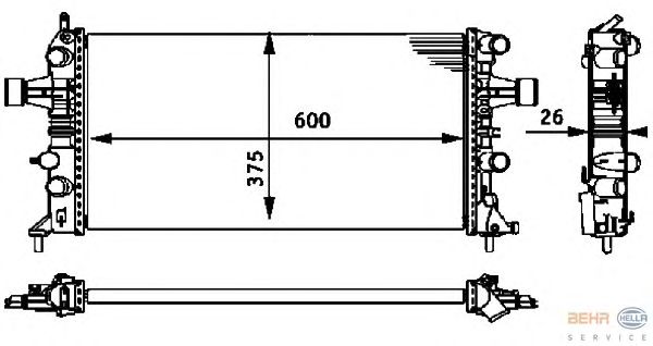 Радиатор, охлаждение двигателя HELLA 8MK 376 710-661