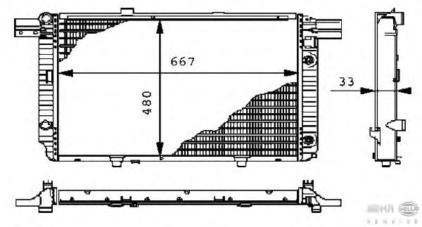 Радиатор, охлаждение двигателя HELLA 8MK 376 711-091
