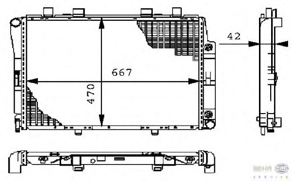 Радиатор, охлаждение двигателя HELLA 8MK 376 711-164 BEHR HELLA SERVICE Version ALTERNATIVE
