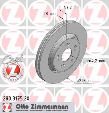 Гальмівний диск ZIMMERMANN 280.3175.20