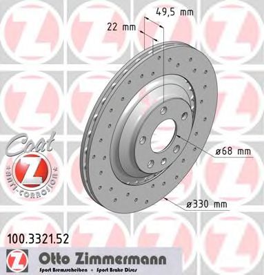 Тормозной диск ZIMMERMANN 100.3321.52