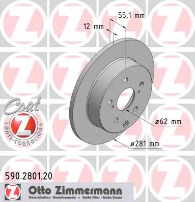 Гальмівний диск ZIMMERMANN 590.2801.20