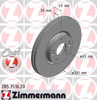 Гальмівний диск ZIMMERMANN 285.3516.20