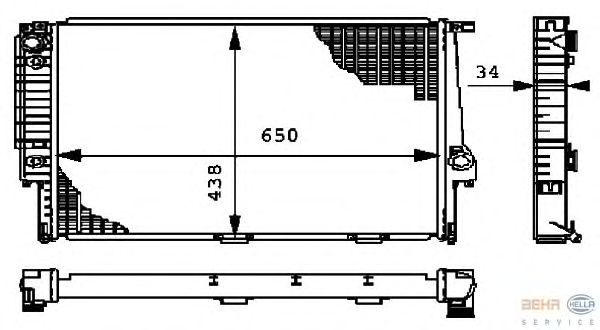Радіатор, охолодження двигуна HELLA 8MK 376 712-374