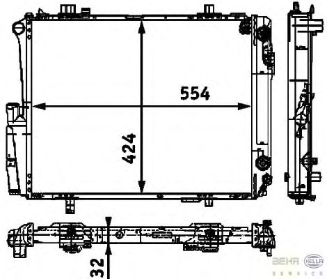 Радиатор, охлаждение двигателя HELLA 8MK 376 712-531