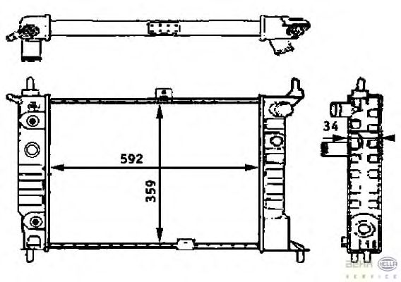 Радиатор, охлаждение двигателя HELLA 8MK 376 715-311