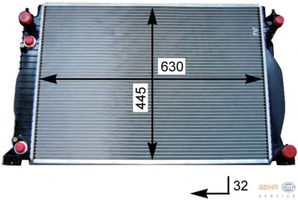 Радиатор, охлаждение двигателя HELLA 8MK 376 715-341