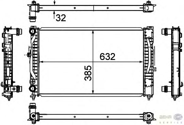 Радиатор, охлаждение двигателя HELLA 8MK 376 720-591