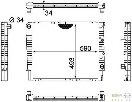 Радиатор, охлаждение двигателя HELLA 8MK 376 721-001