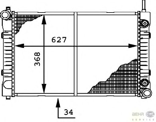 Радиатор, охлаждение двигателя HELLA 8MK 376 721-291