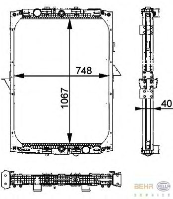 Радиатор, охлаждение двигателя HELLA 8MK 376 722-281