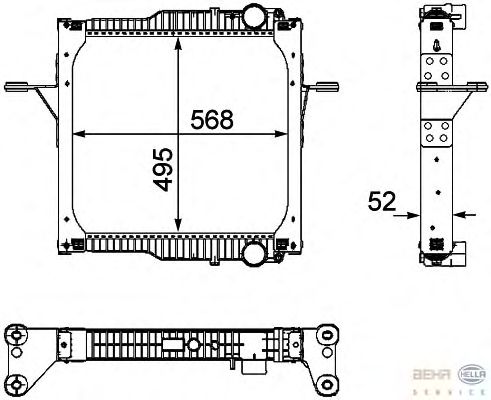 Радиатор, охлаждение двигателя HELLA 8MK 376 733-721