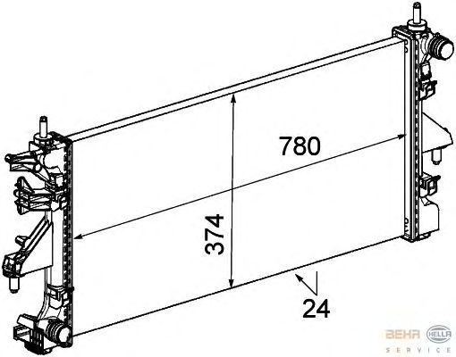 Радиатор, охлаждение двигателя HELLA 8MK 376 745-101