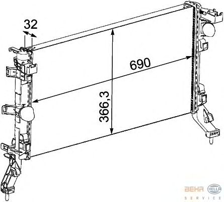 Радиатор, охлаждение двигателя HELLA 8MK 376 745-191