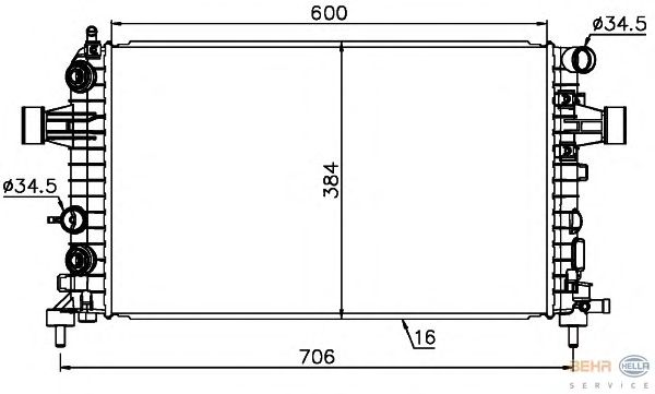 Радиатор, охлаждение двигателя HELLA 8MK 376 745-771